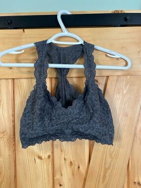 American Eagle Outfitters Lace Racerback Bralette - Charcoal Gray